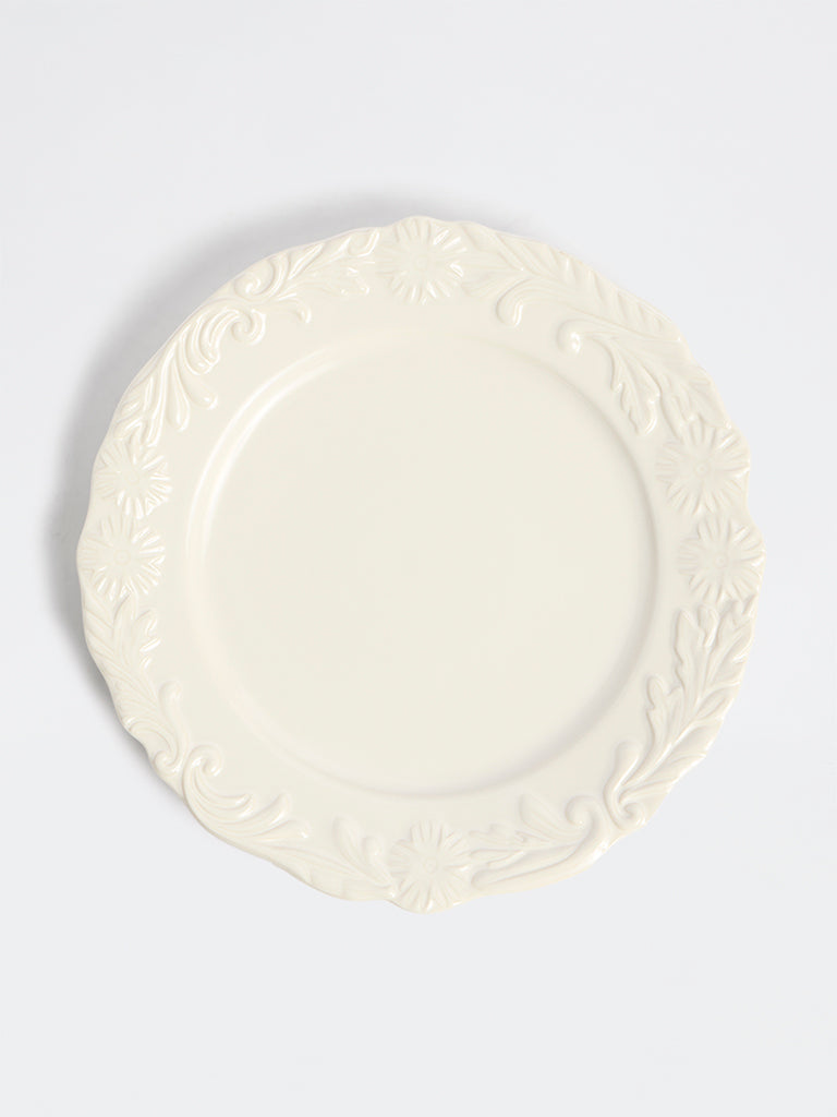 Westside Home Off-White Floral Design Dinner Plate