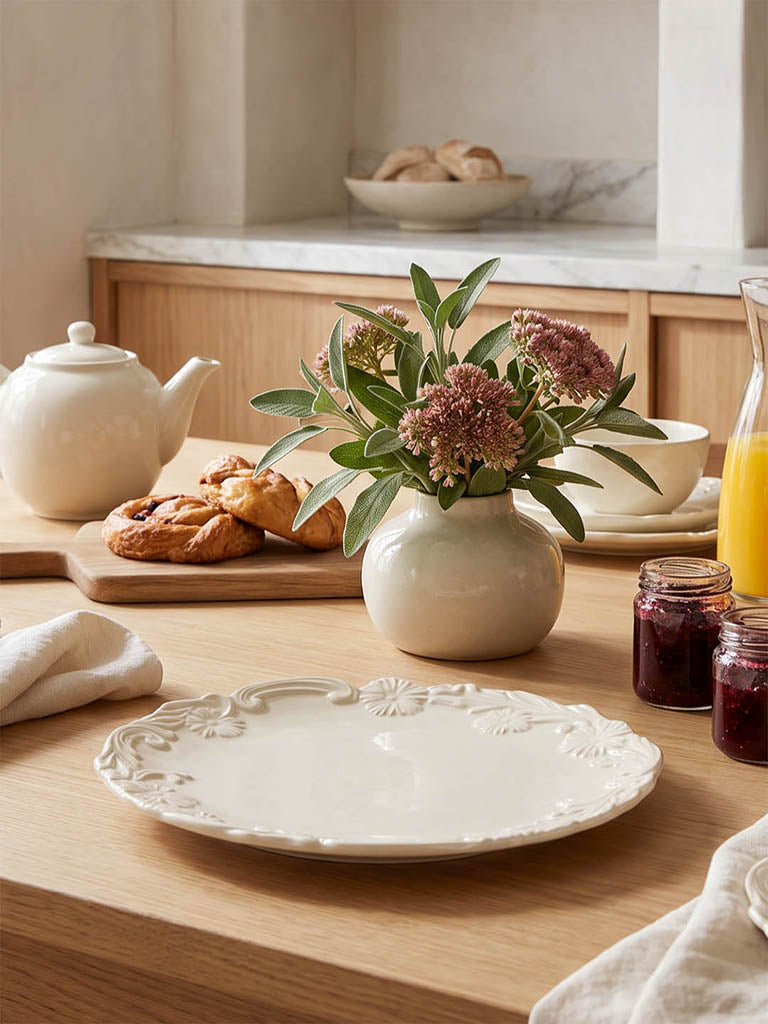Westside Home Off-White Floral Design Side Plate