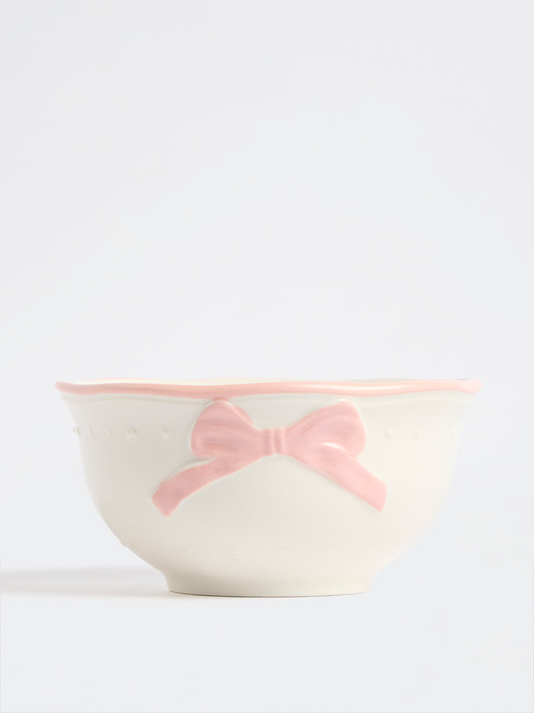 Westside Home White Bow Detailed Bowl
