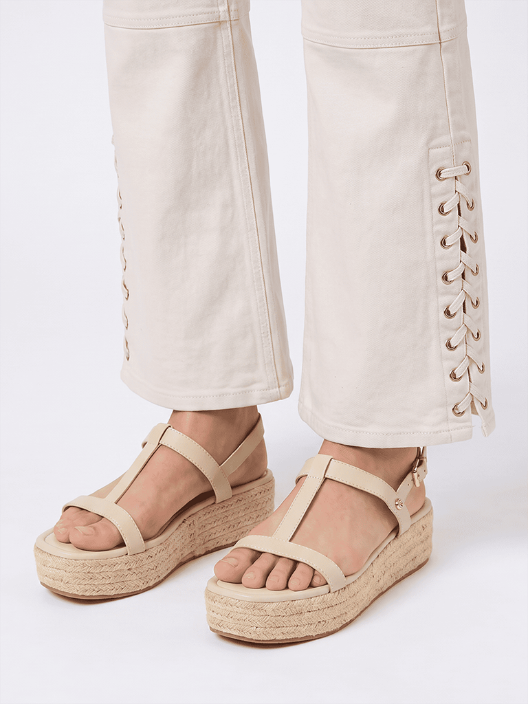 LUNA BLU Ivory Wedge Heel Sandals
