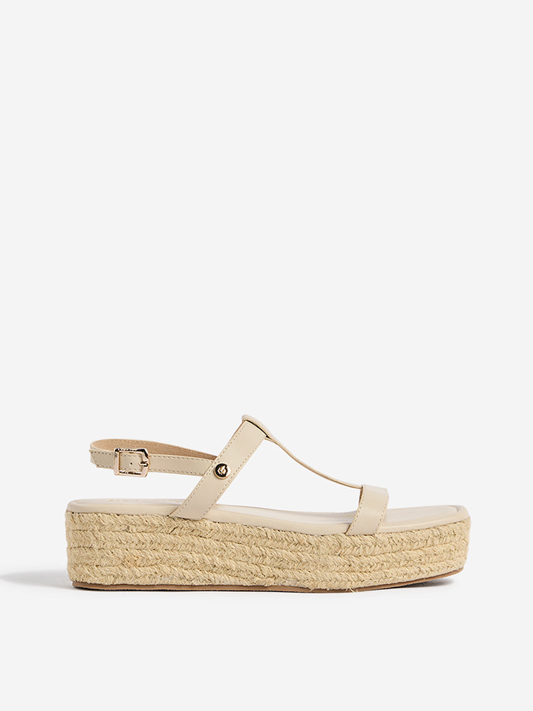LUNA BLU Ivory Wedge Heel Sandals
