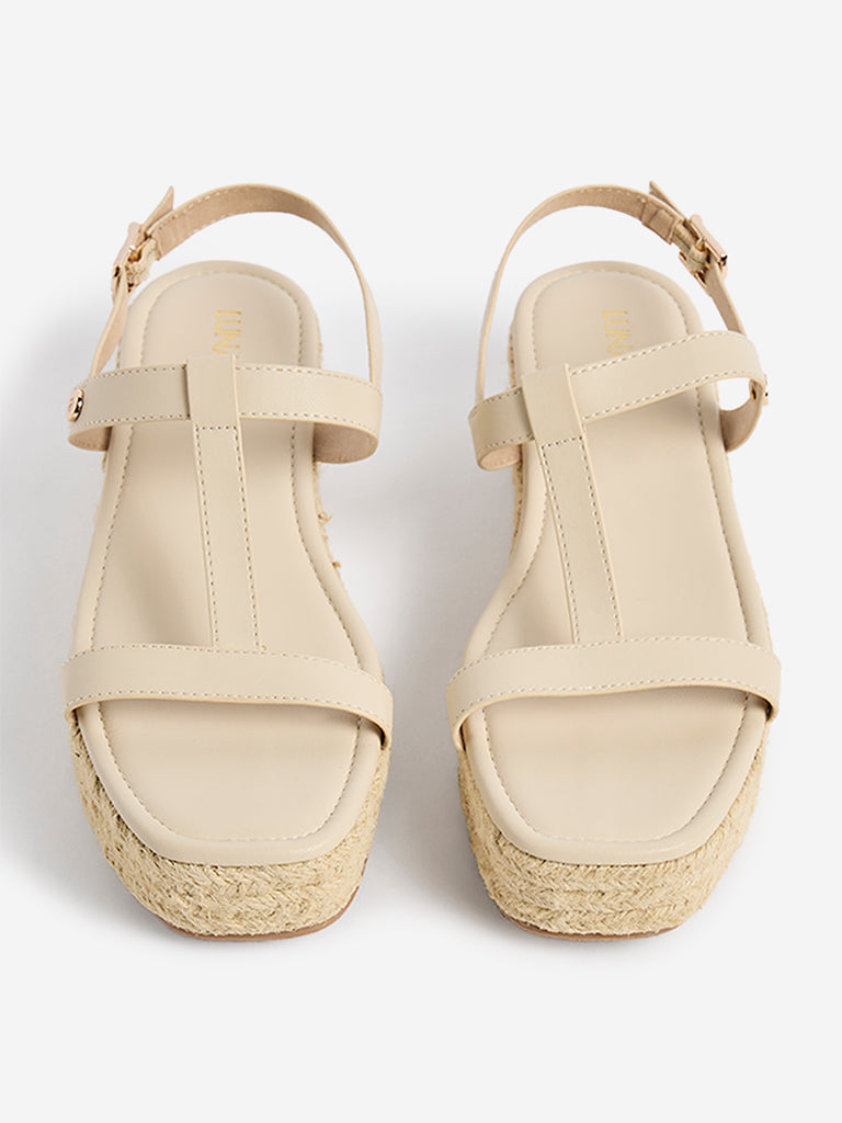 LUNA BLU Ivory Wedge Heel Sandals