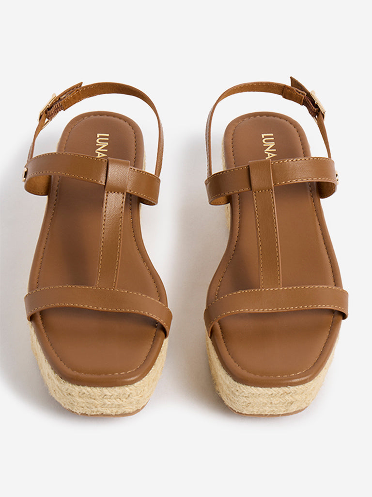 LUNA BLU Brown Wedge Heel Sandals