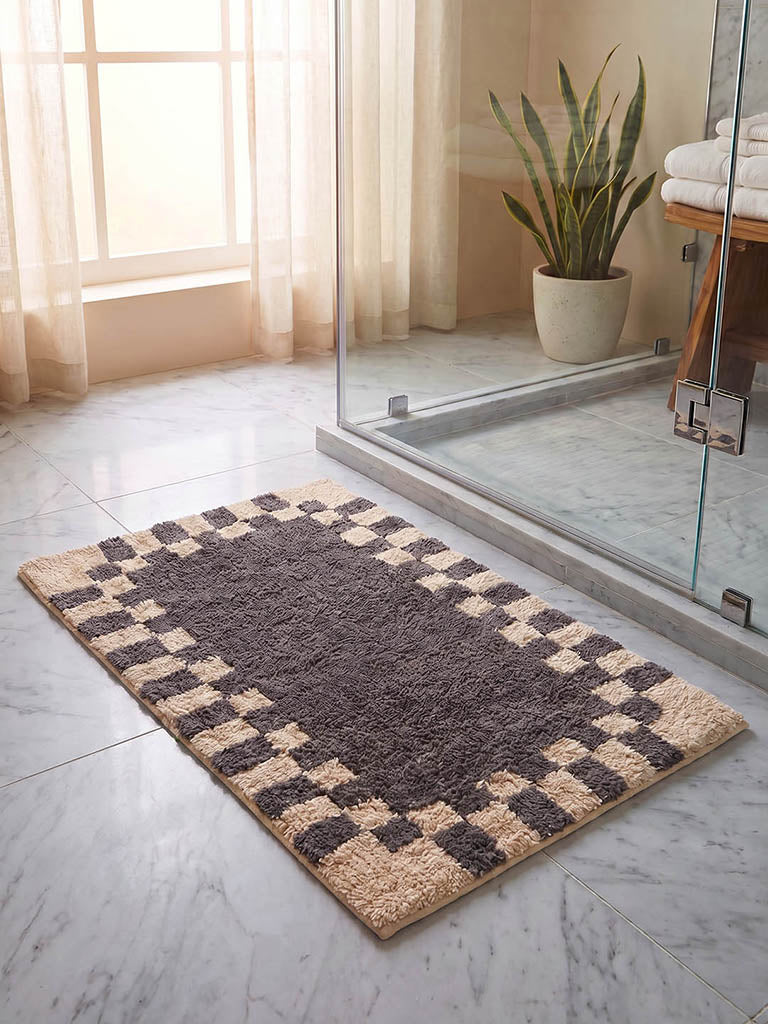 Westside Home Charcoal Checkered Bath Mat