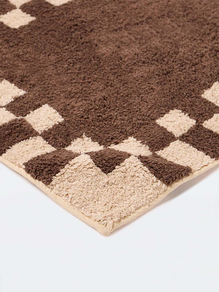 Westside Home Brown Checkered Bath Mat