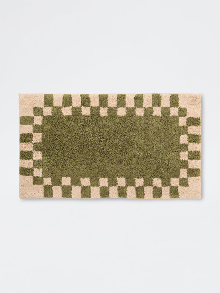 Westside Home Green Checkered Bath Mat