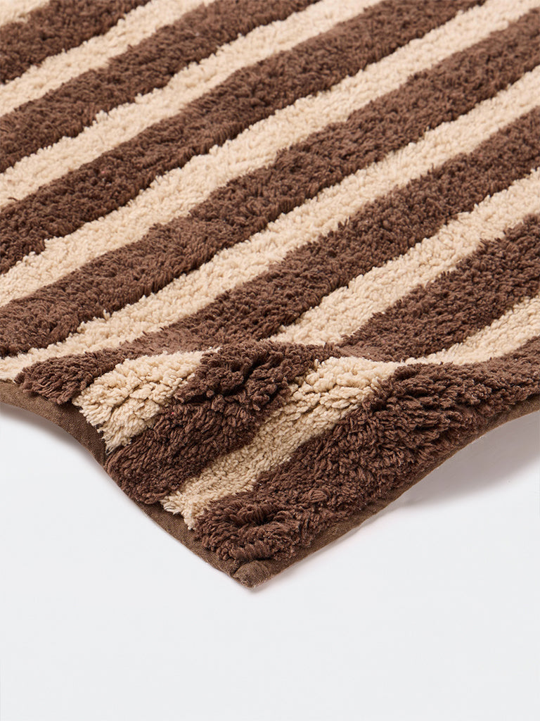 Westside Home Brown Striped Bath Mat