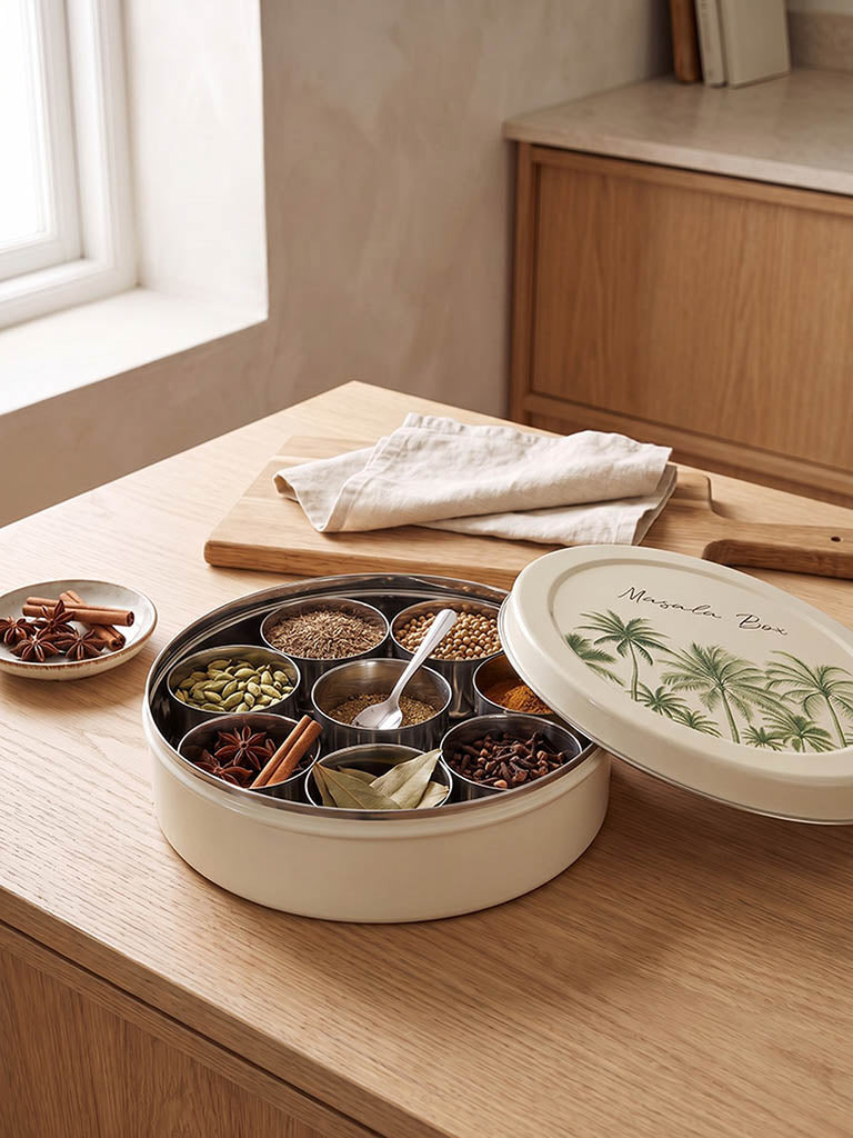 Westside Home Ivory Tropical Printed Masala Box