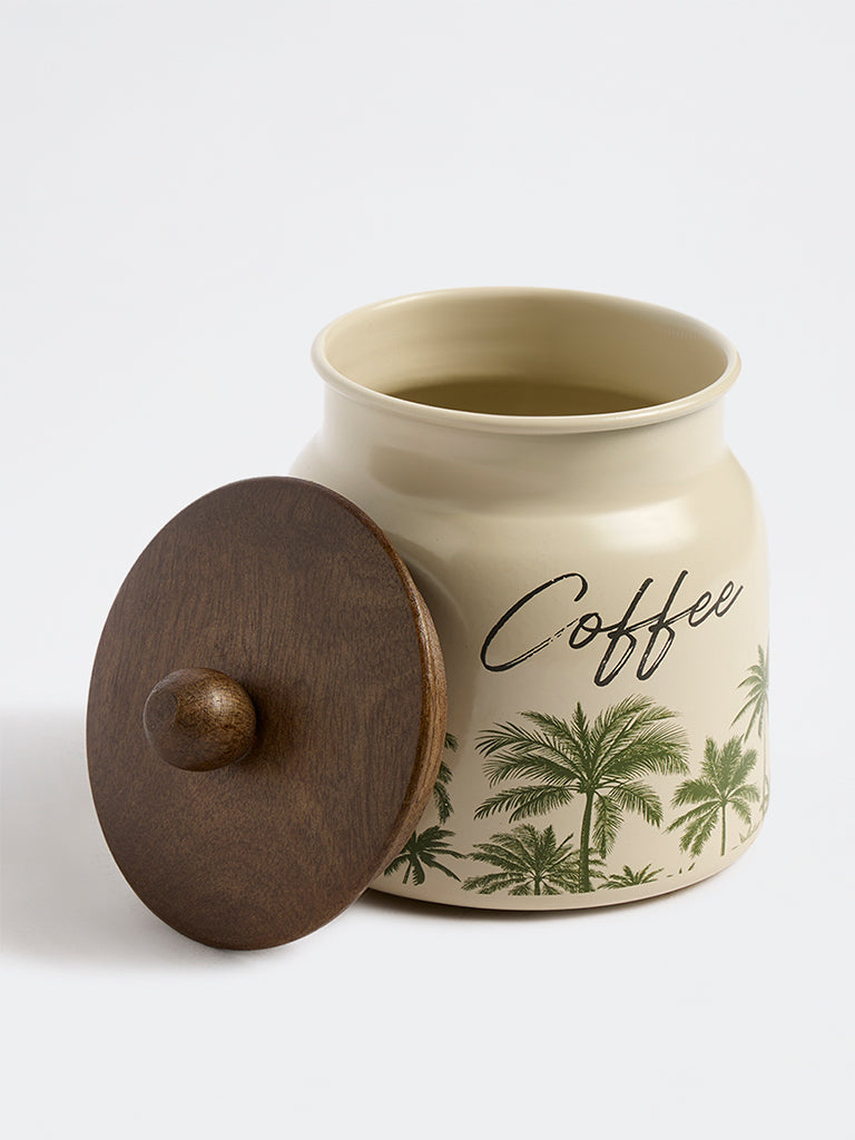 Westside Home Ivory Tropical Printed Coffee Jar with Lid