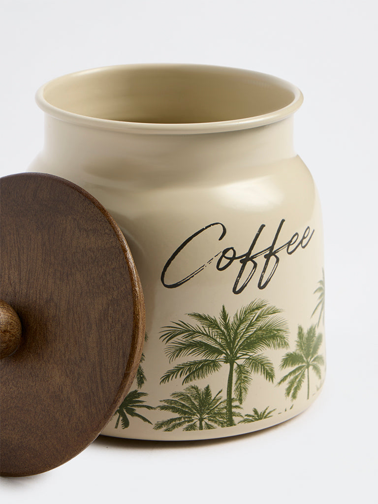 Westside Home Ivory Tropical Printed Coffee Jar with Lid
