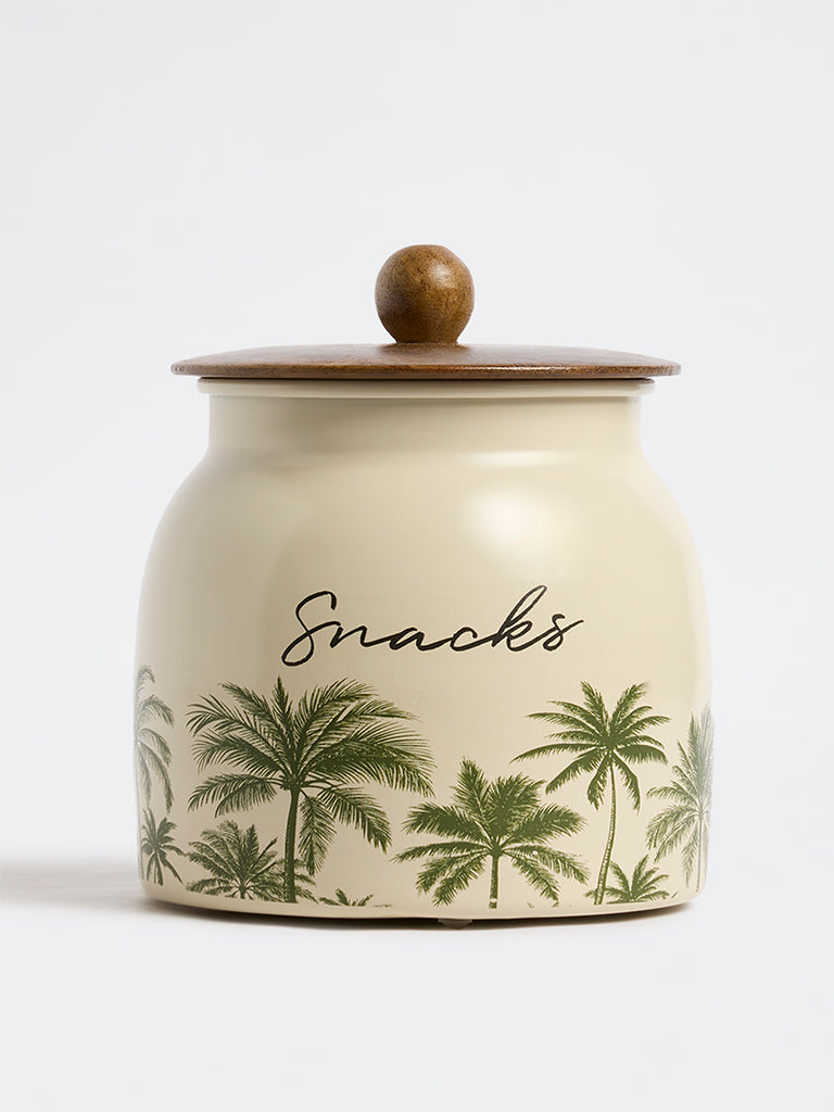 Westside Home Ivory Tropical Printed Snacks Jar with Lid