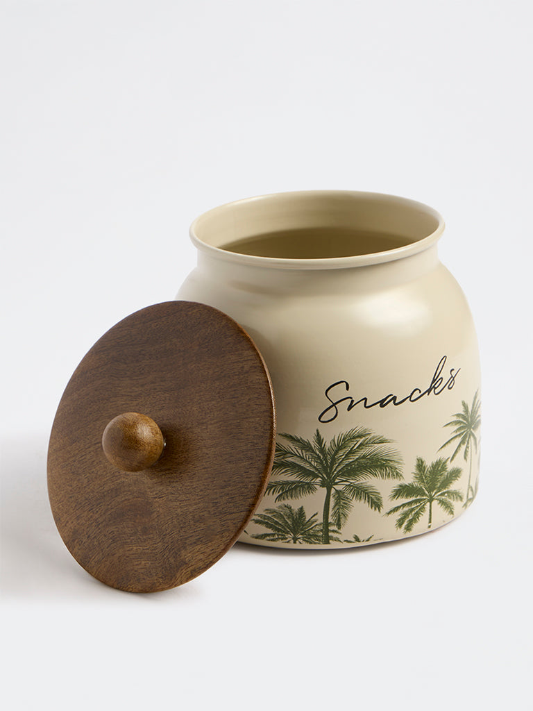 Westside Home Ivory Tropical Printed Snacks Jar with Lid