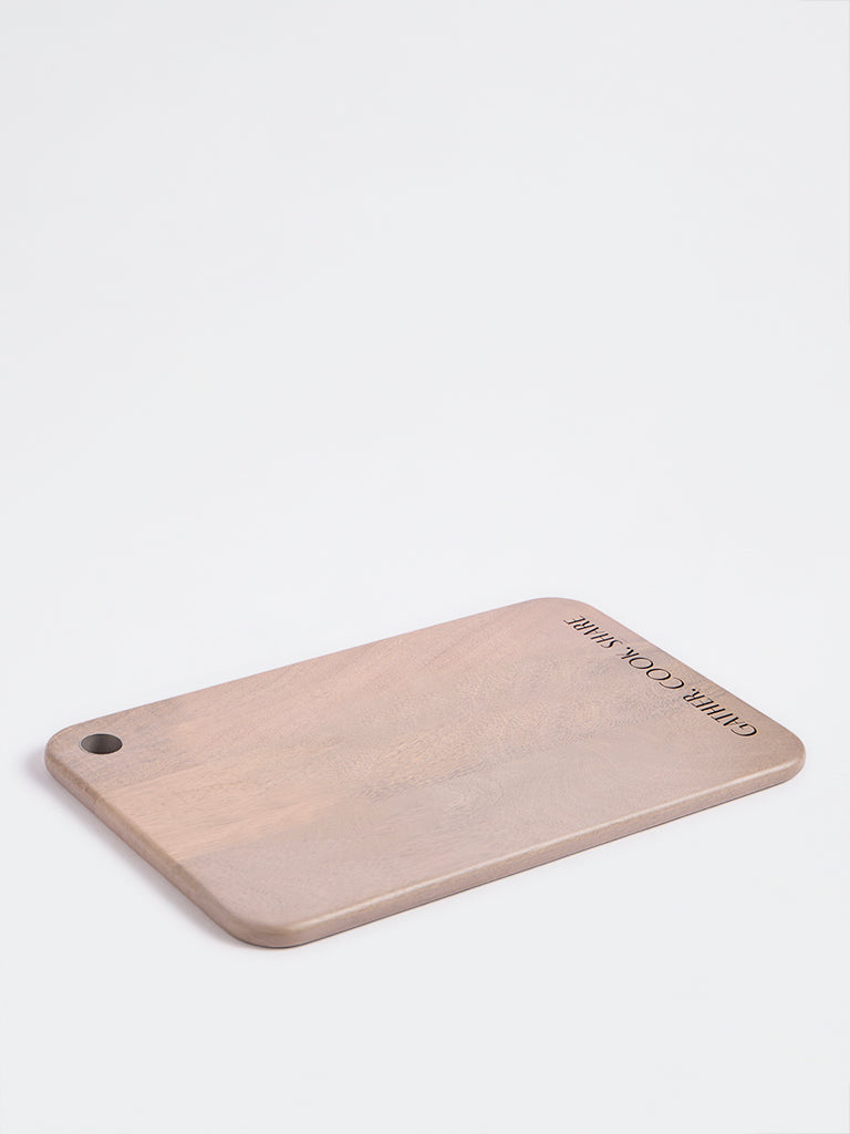 Westside Home Beige Text-Design Rectangular Wooden Chopping Board