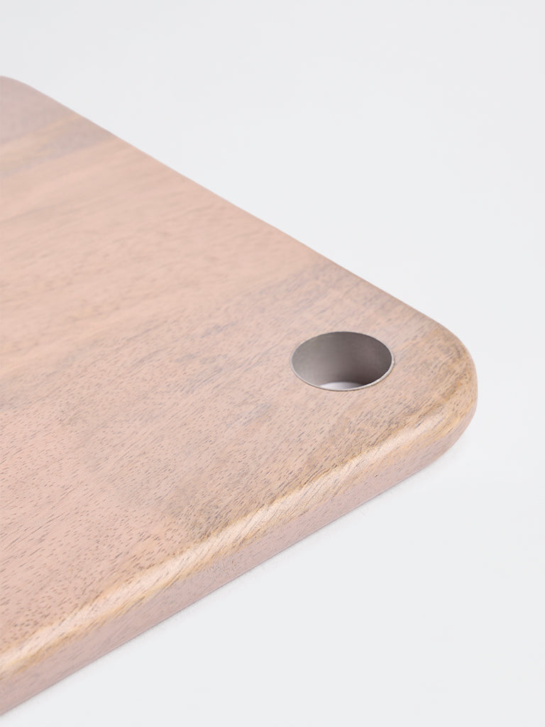 Westside Home Beige Text-Design Rectangular Wooden Chopping Board