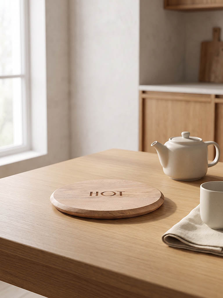 Westside Home Brown Text-Detailed Wooden Trivet