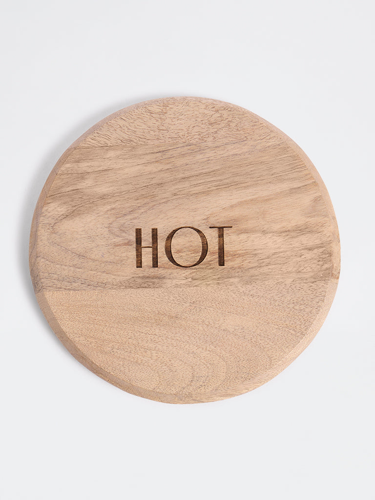 Westside Home Brown Text-Detailed Wooden Trivet