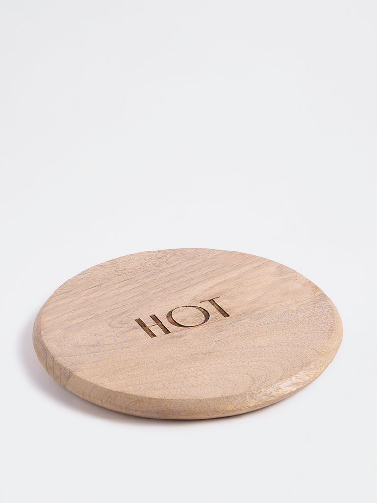 Westside Home Brown Text-Detailed Wooden Trivet