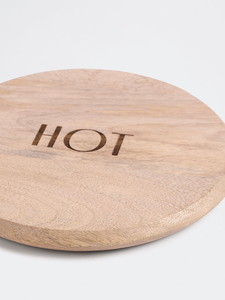 Westside Home Brown Text-Detailed Wooden Trivet