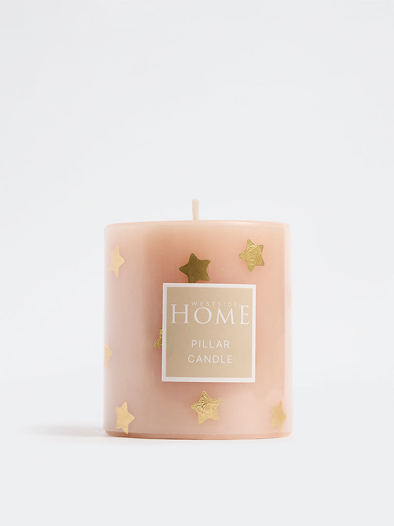 Westside Home Pink Star Design Pillar Candle