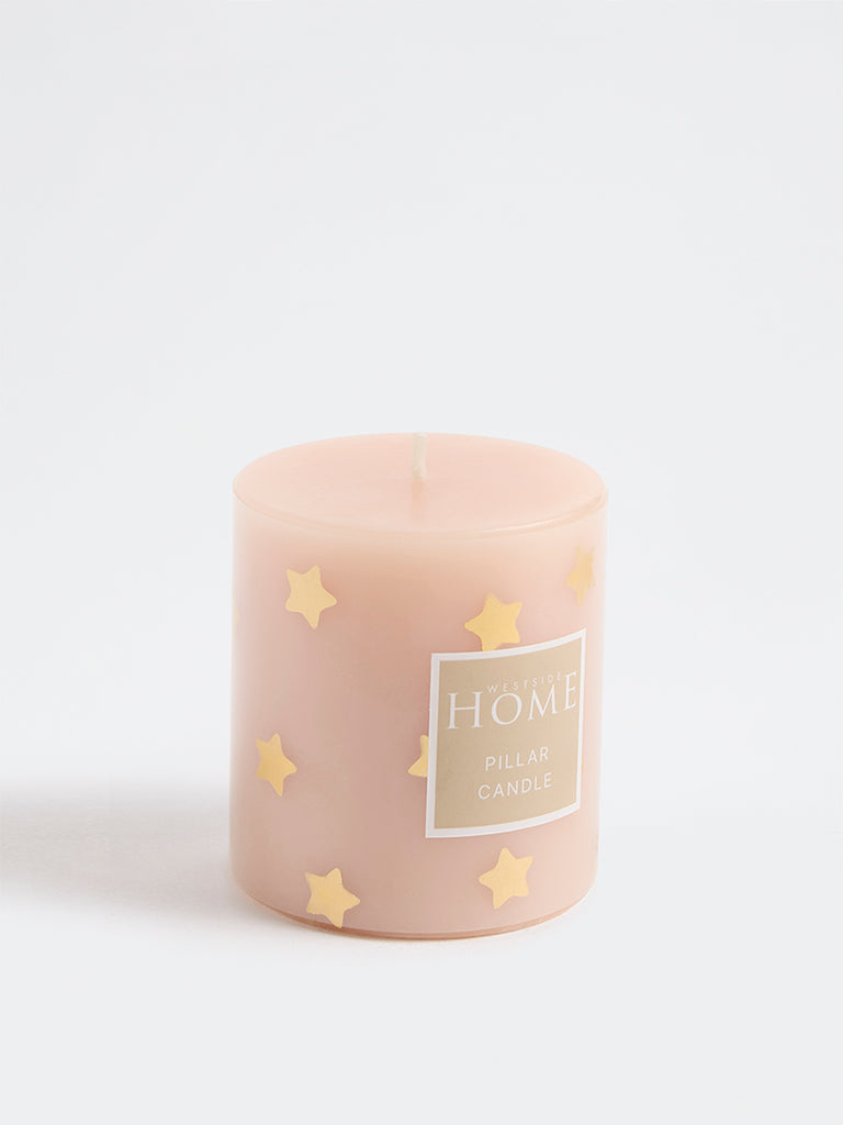 Westside Home Pink Star Design Pillar Candle