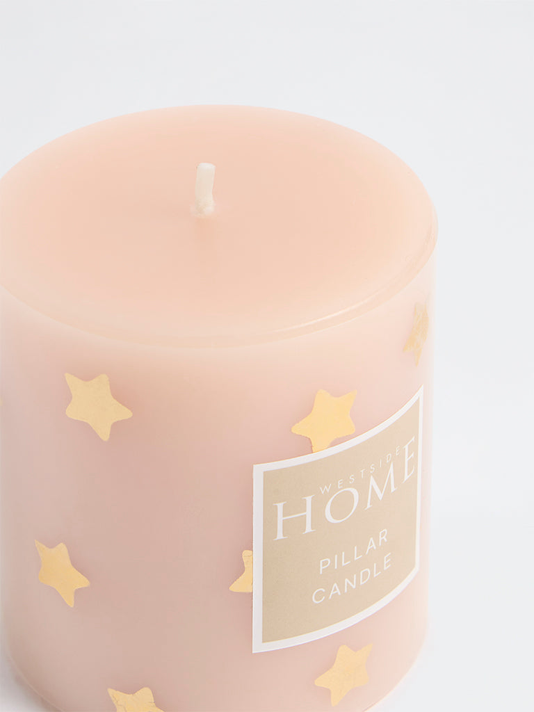 Westside Home Pink Star Design Pillar Candle