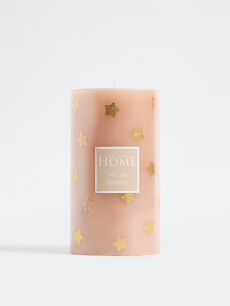 Westside Home Pink Star Design Pillar Candle