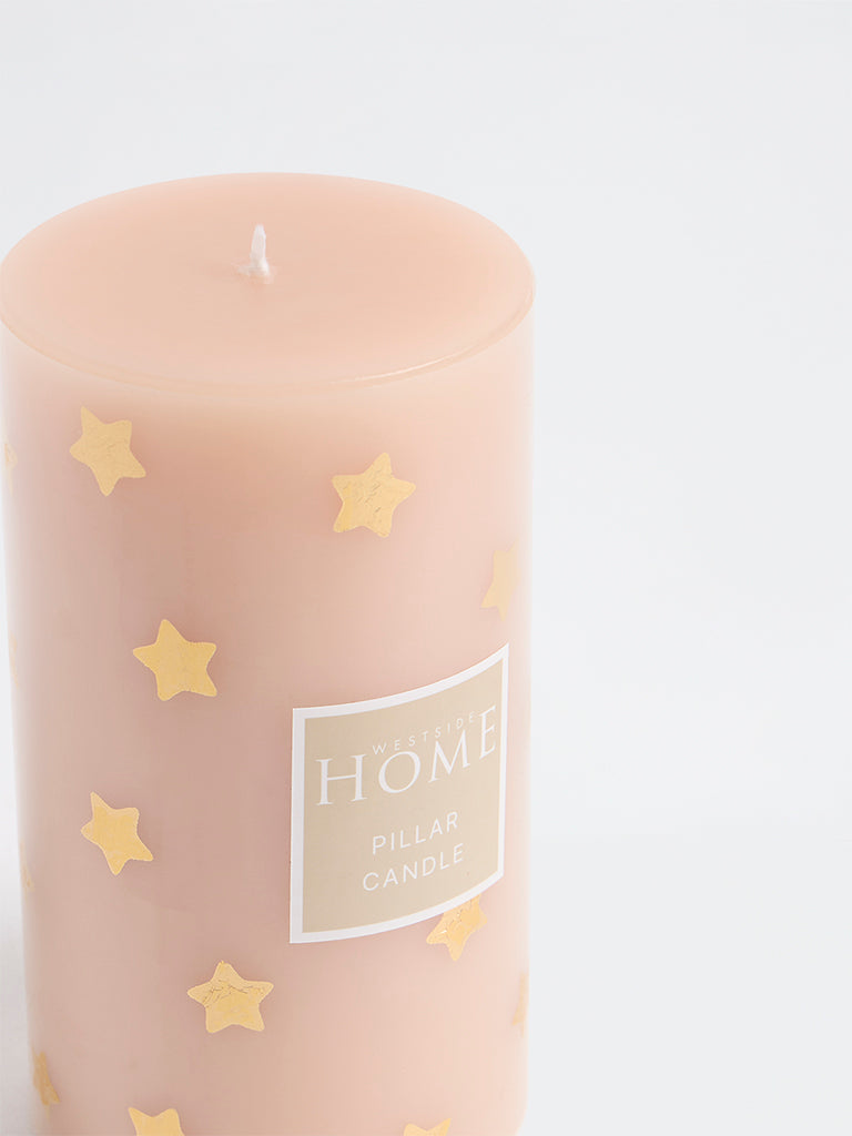 Westside Home Pink Star Design Pillar Candle