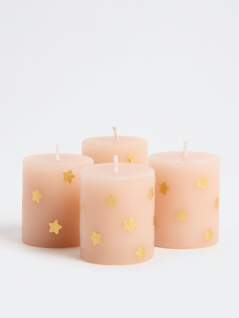 Westside Home Pink Star Design Votive Candle - Pack of 4