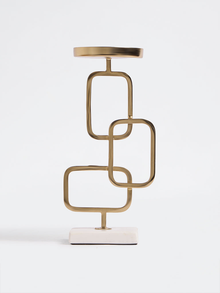 Westside Home Gold Metal Geometric Pillar Design Candle Holder