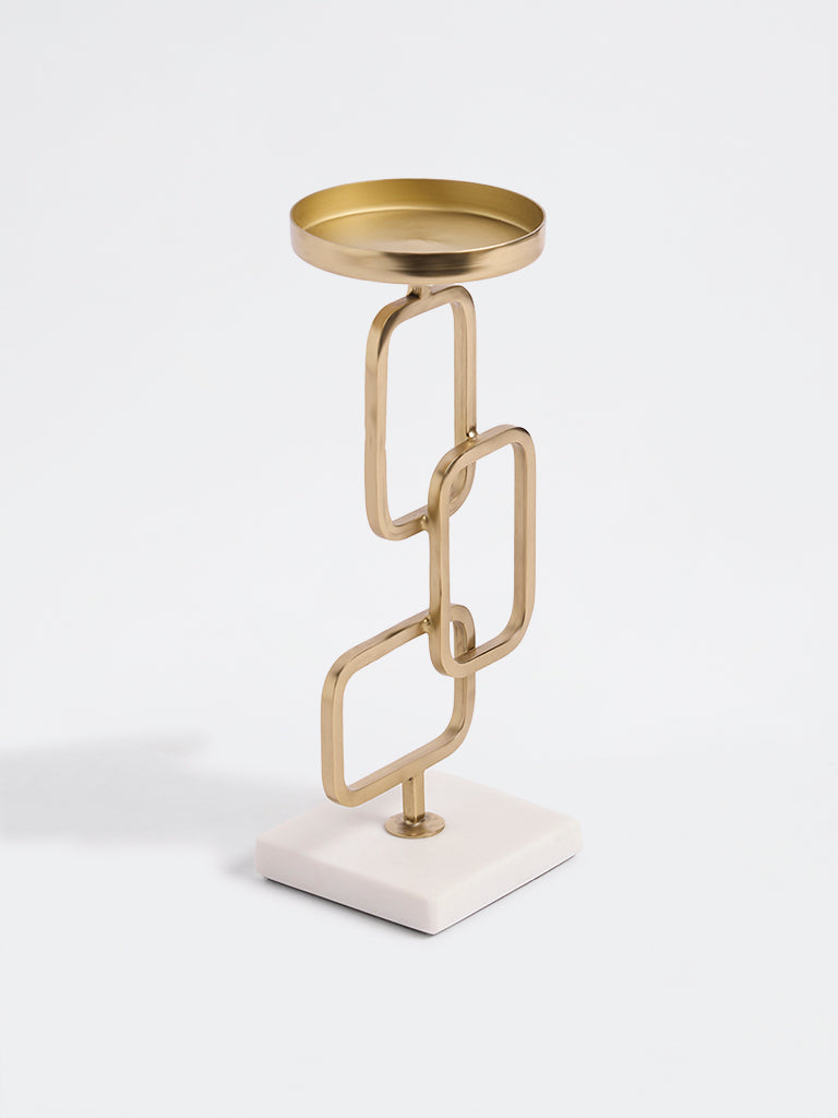 Westside Home Gold Metal Geometric Pillar Design Candle Holder