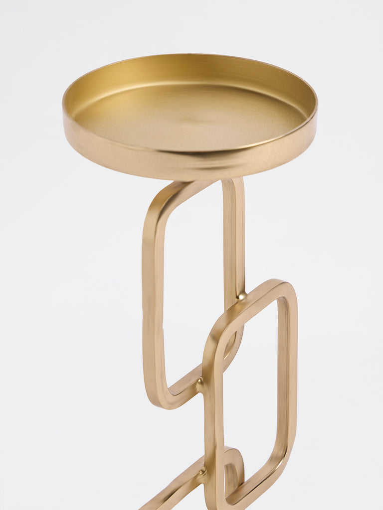 Westside Home Gold Metal Geometric Pillar Design Candle Holder