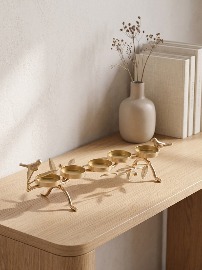 Westside Home Gold Metal Bird-Design Multi-Votive Candle Holder