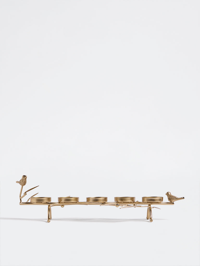 Westside Home Gold Metal Bird-Design Multi-Votive Candle Holder