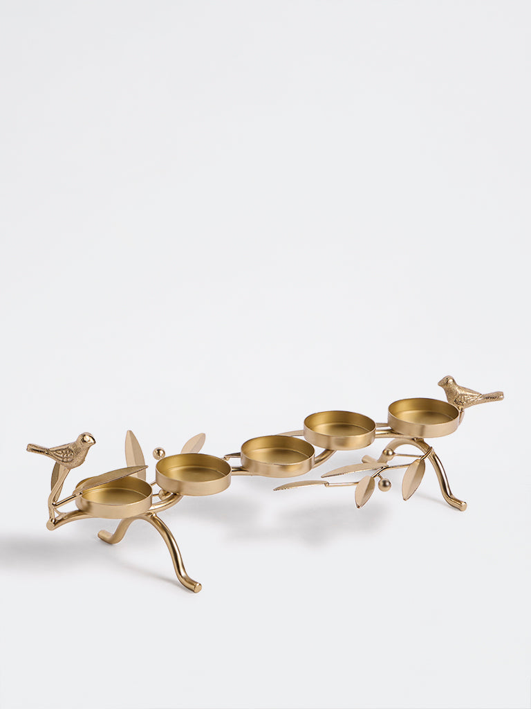 Westside Home Gold Metal Bird-Design Multi-Votive Candle Holder