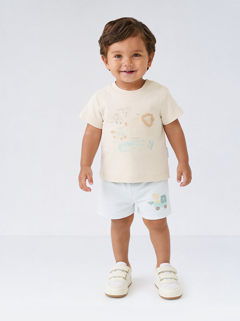 HOP Baby Boys Multicolour Printed Cotton T-Shirts - Pack of 5