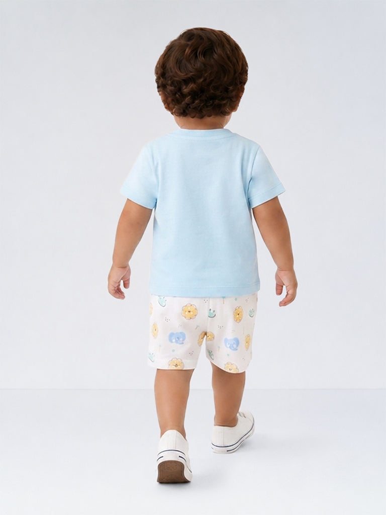 HOP Baby Boys Multicolour High-Rise Cotton Shorts - Pack of 5