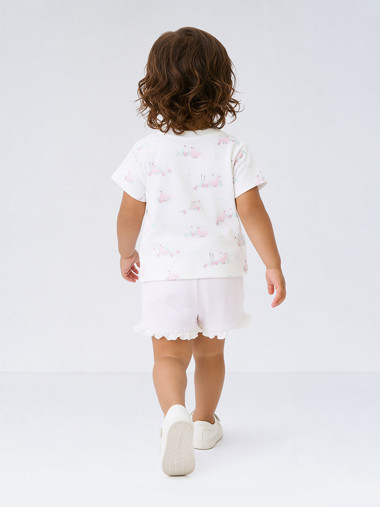 HOP Baby Girls Multicolour Printed Cotton Shorts - Pack of 3