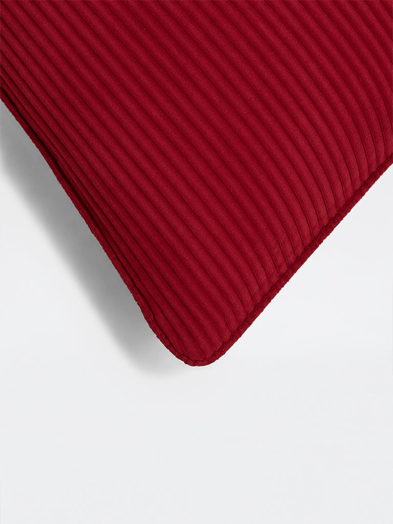Westside Home Red Pleated Velvet Cushion Cover
