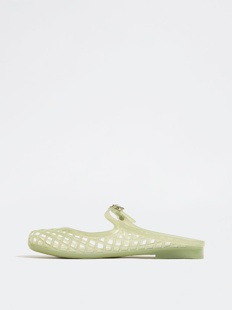 LUNA BLU Sage Green Mary Jane Jelly Shoes