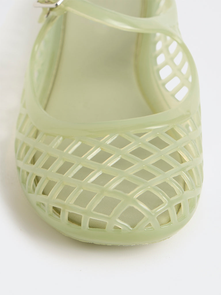 LUNA BLU Sage Green Mary Jane Jelly Shoes