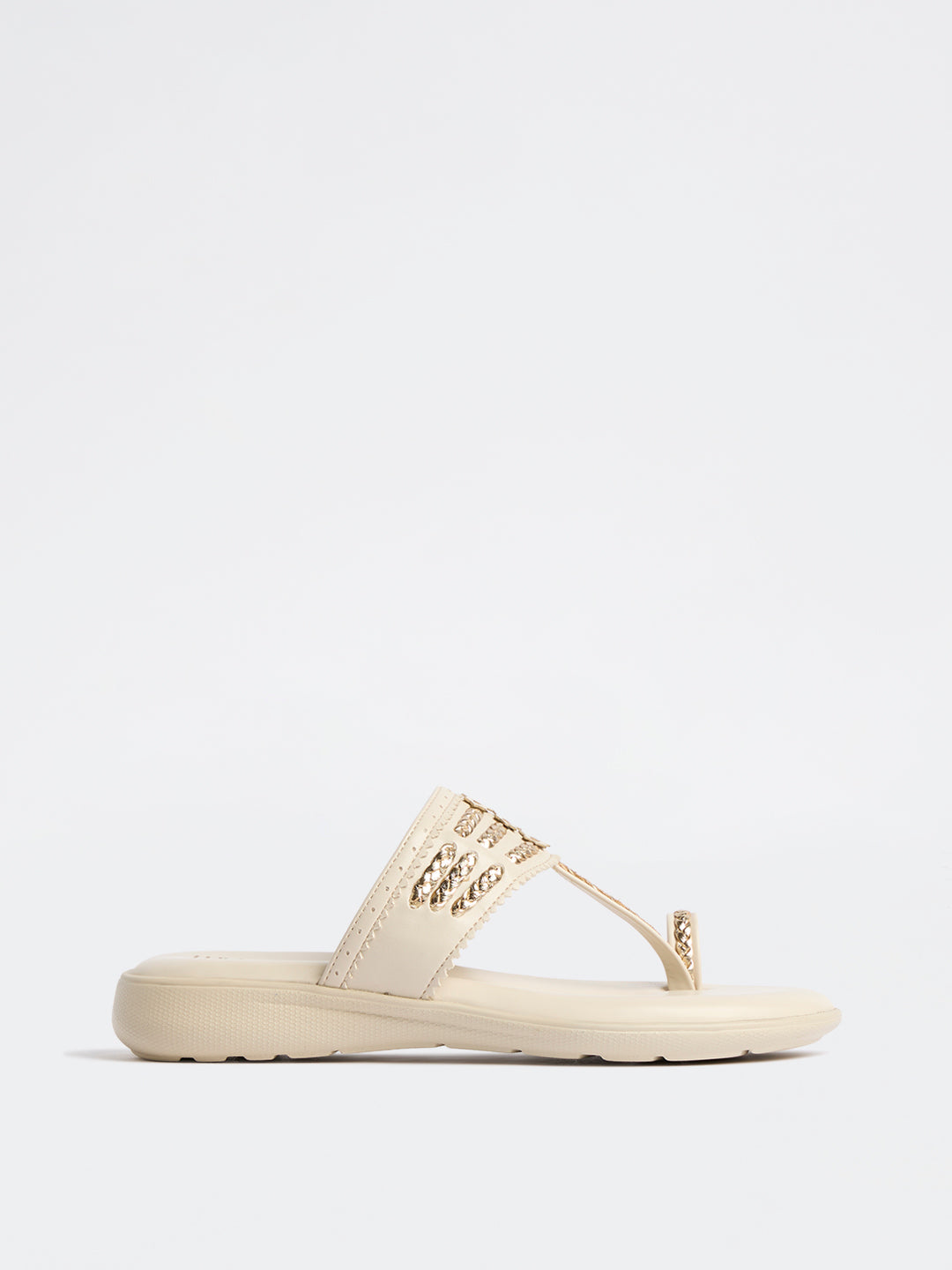 LUNA BLU Ivory Braided Kolhapuri Comfort Sandals