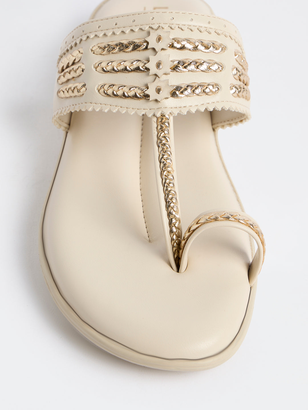 LUNA BLU Ivory Braided Kolhapuri Comfort Sandals