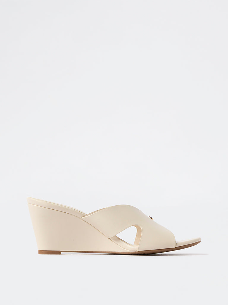 LUNA BLU Ivory Wedge-Heel Sandals