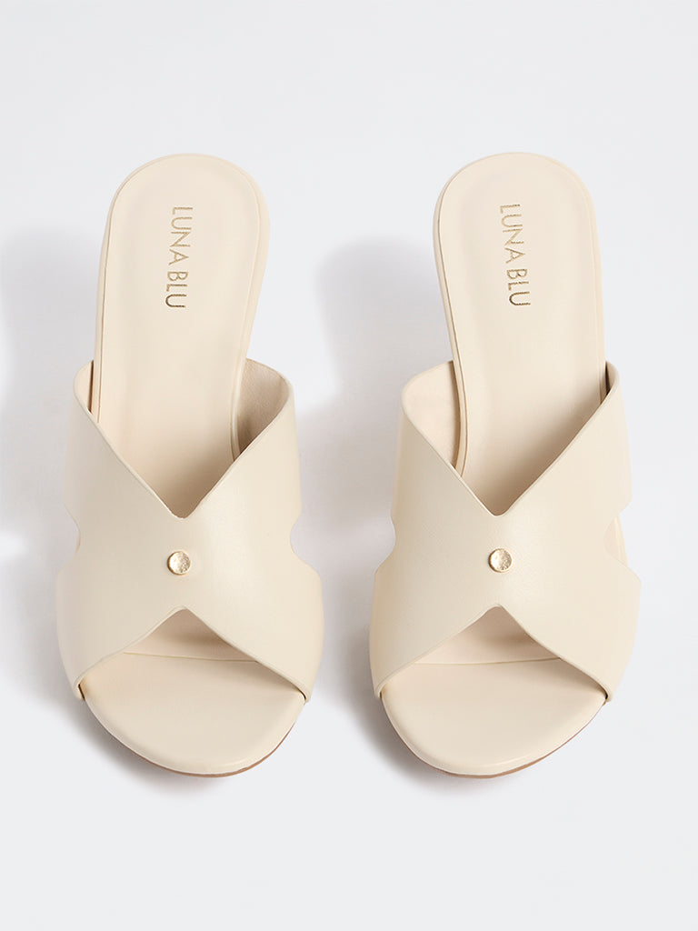 LUNA BLU Ivory Wedge-Heel Sandals