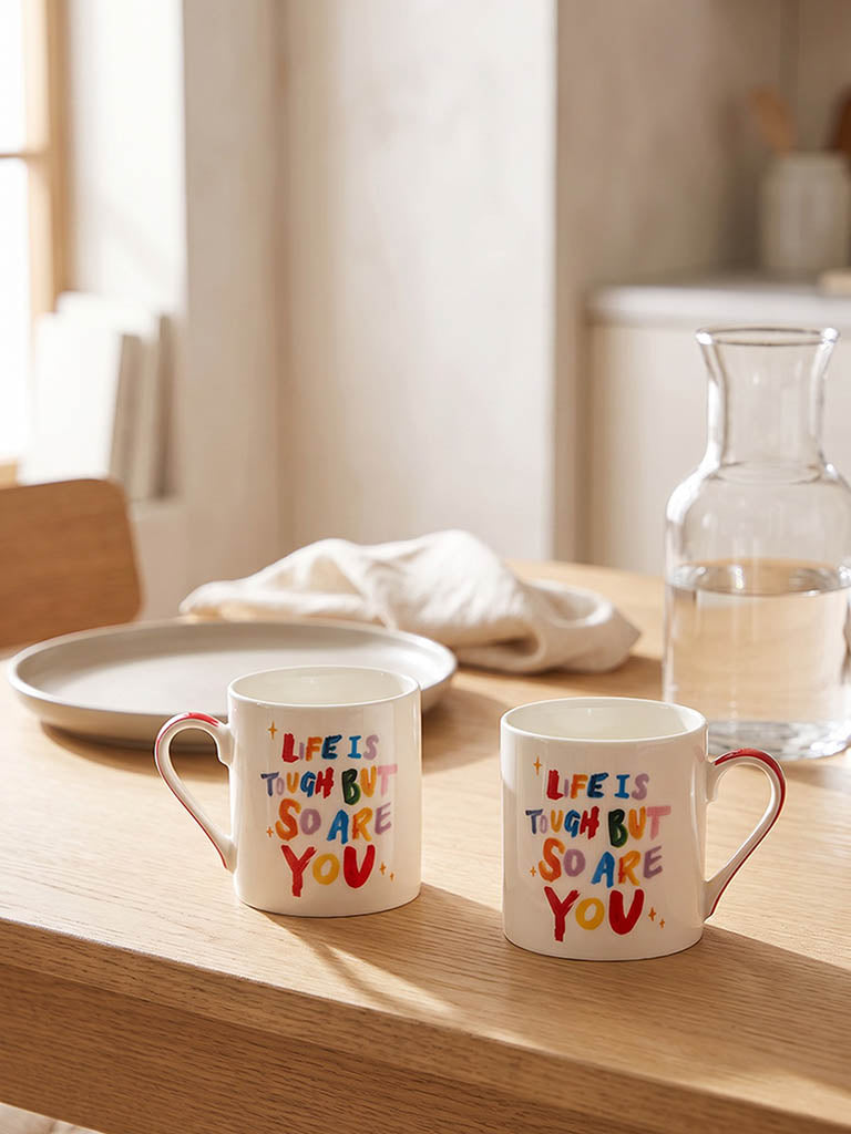 Westside Home Multicolor Typography Mugs - Set of 2