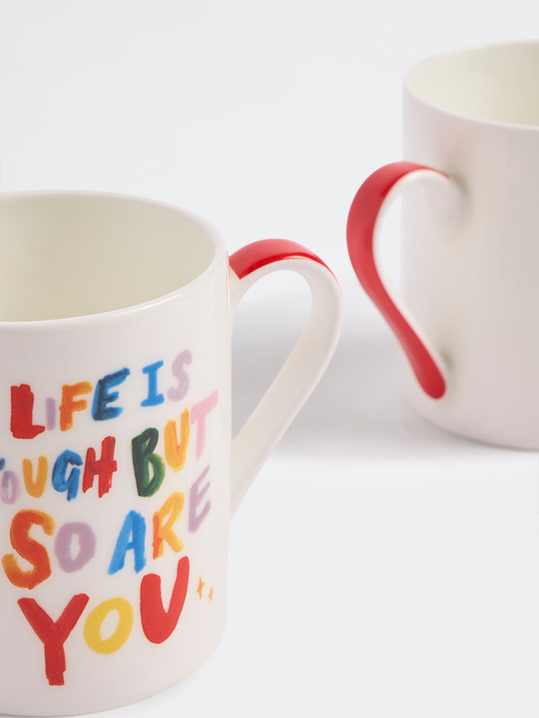 Westside Home Multicolor Typography Mugs - Set of 2