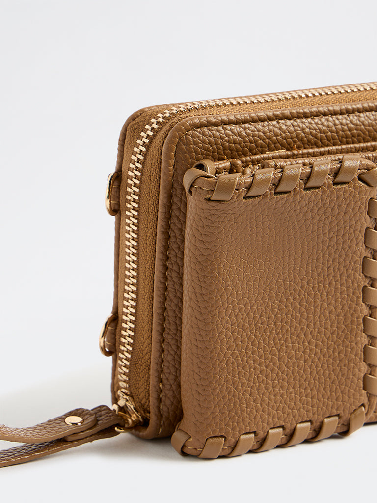 Westside Brown Textured Mobile Sling Bag