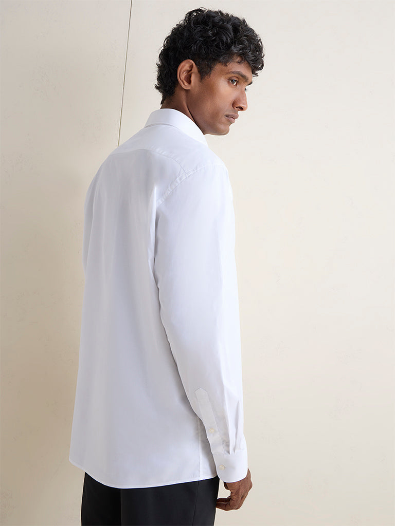 WES Formals White Relaxed-Fit Cotton Shirt