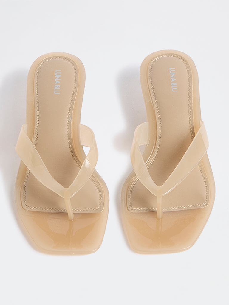 LUNA BLU Beige Thong-Strap Jelly Sandals