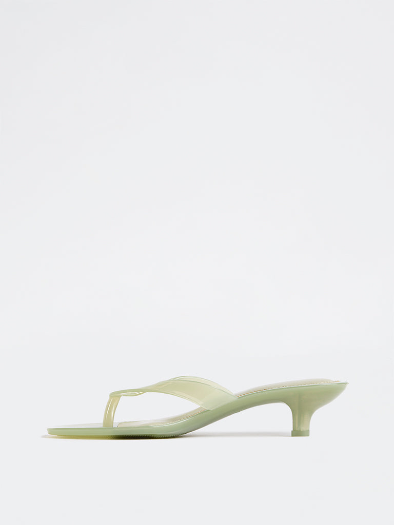 LUNA BLU Sage Green Thong-Strap Jelly Sandals
